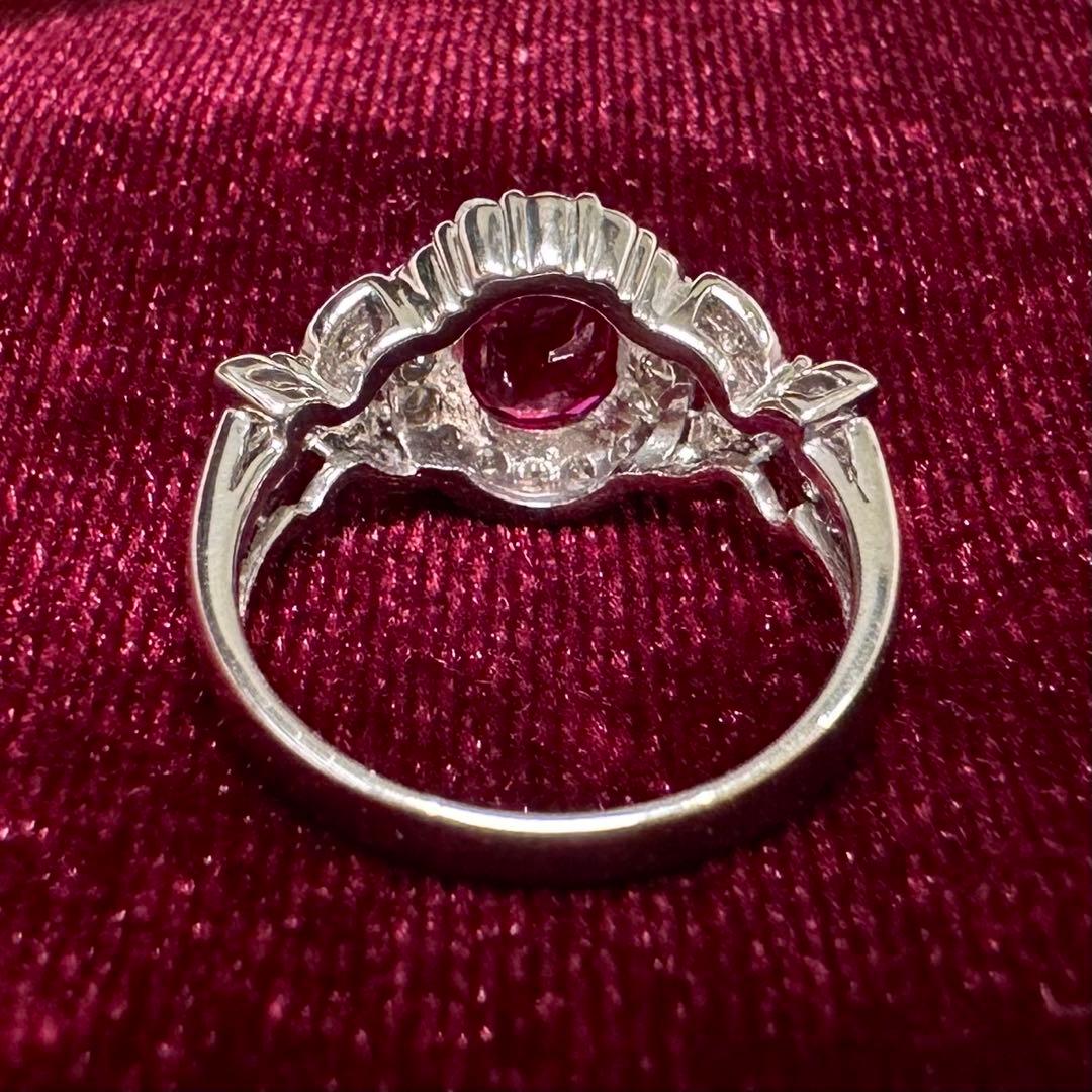 PT900 ルビー1.30ct ダイヤモンド 取り巻きリング