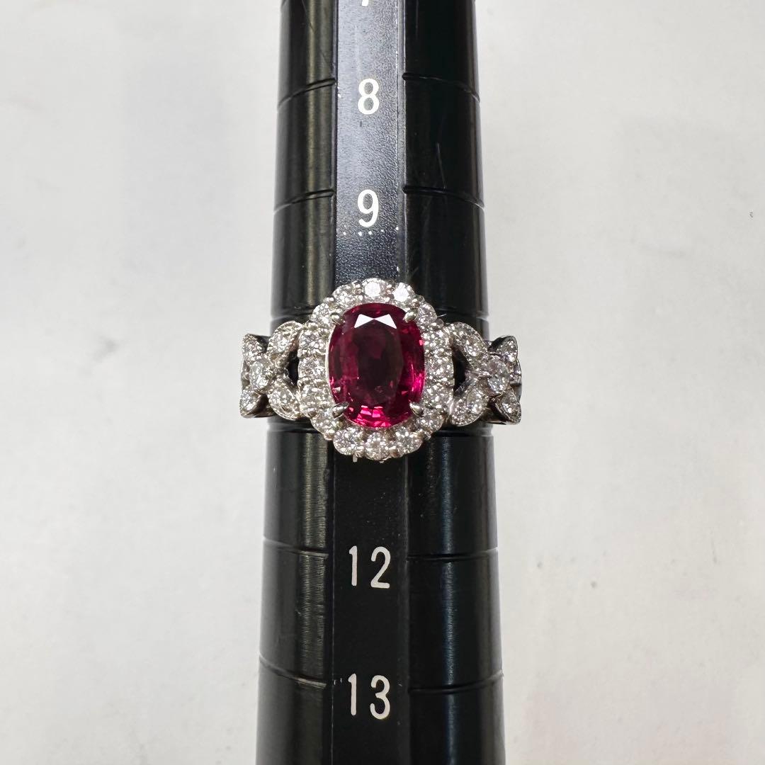 PT900 ルビー1.30ct ダイヤモンド 取り巻きリング