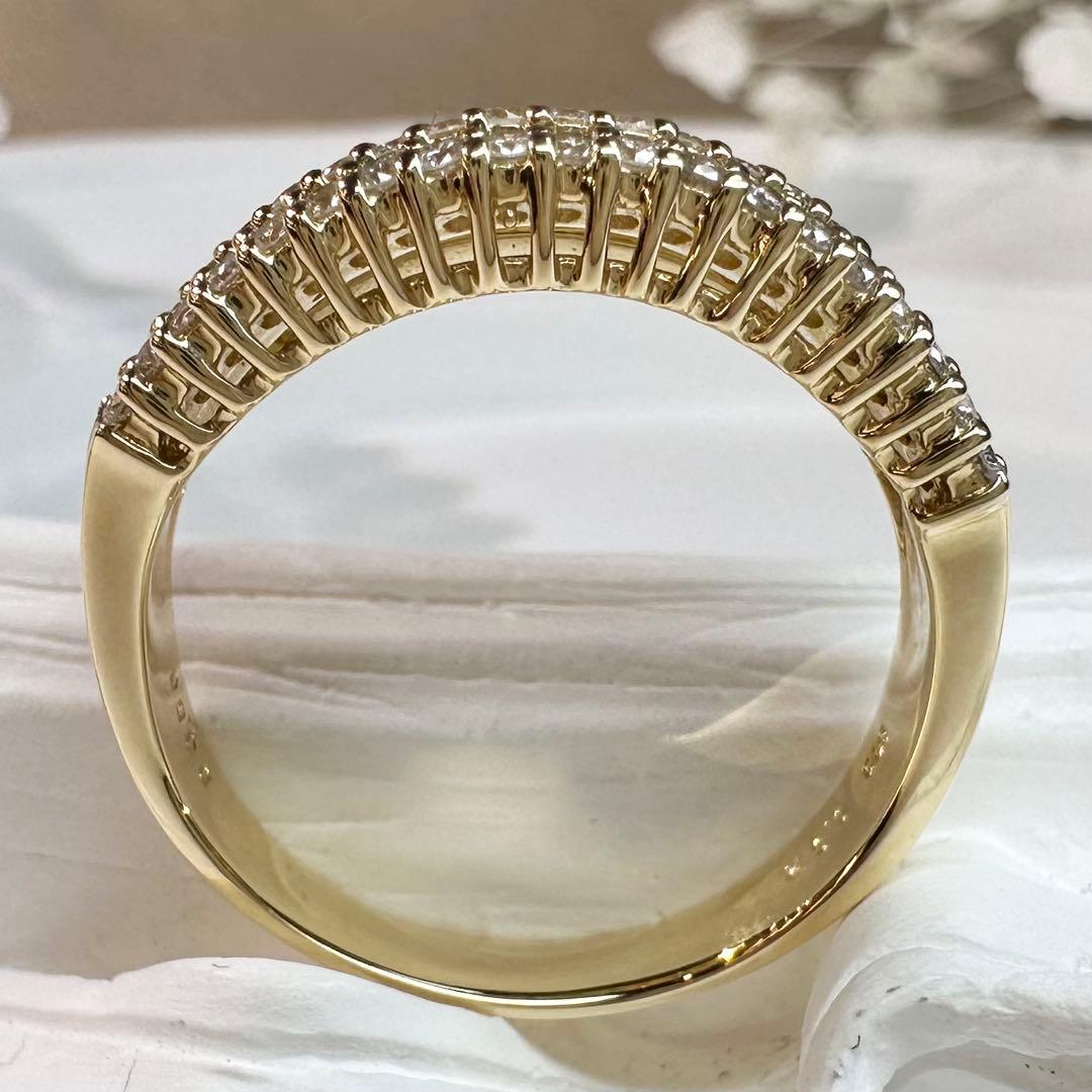 【K18】エメラルド 0.32ct ダイヤモンド リング