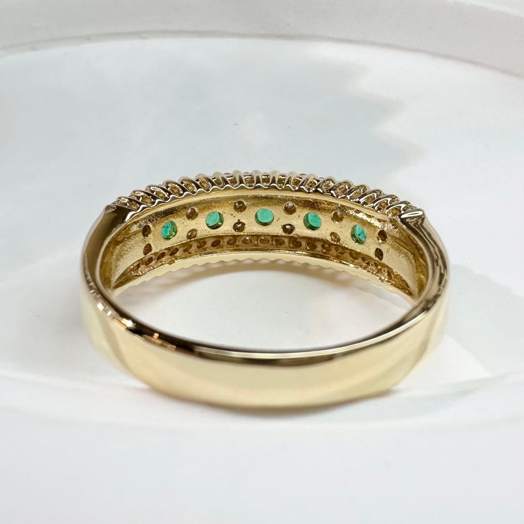 【K18】エメラルド 0.32ct ダイヤモンド リング