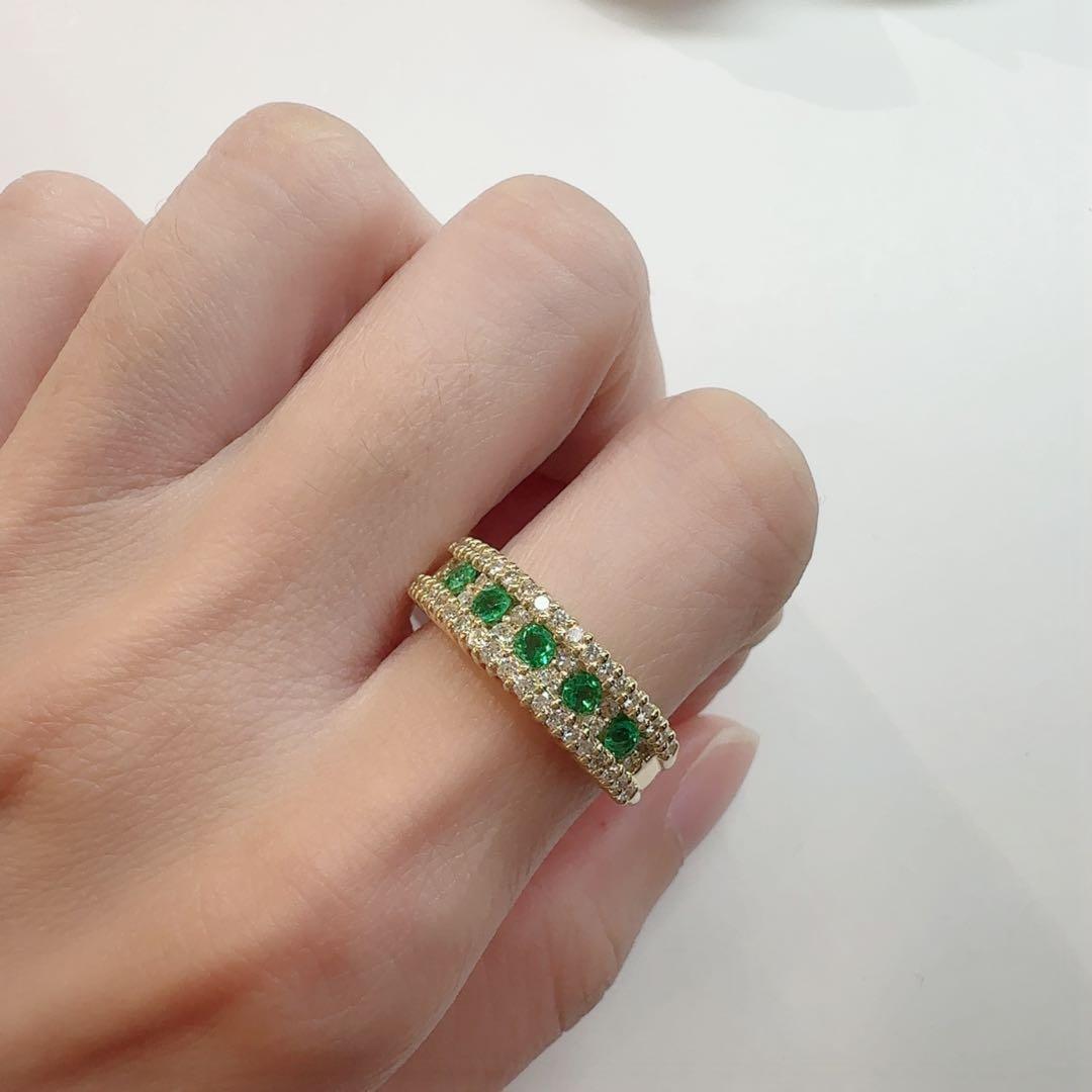 【K18】エメラルド 0.32ct ダイヤモンド リング