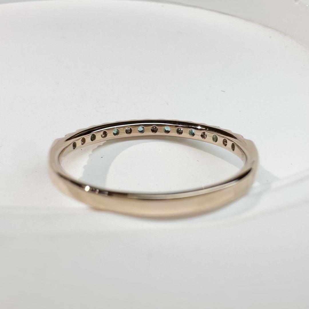 【K18】パライバトルマリン 0.128ct ダイヤモンド ハーフエタニティ