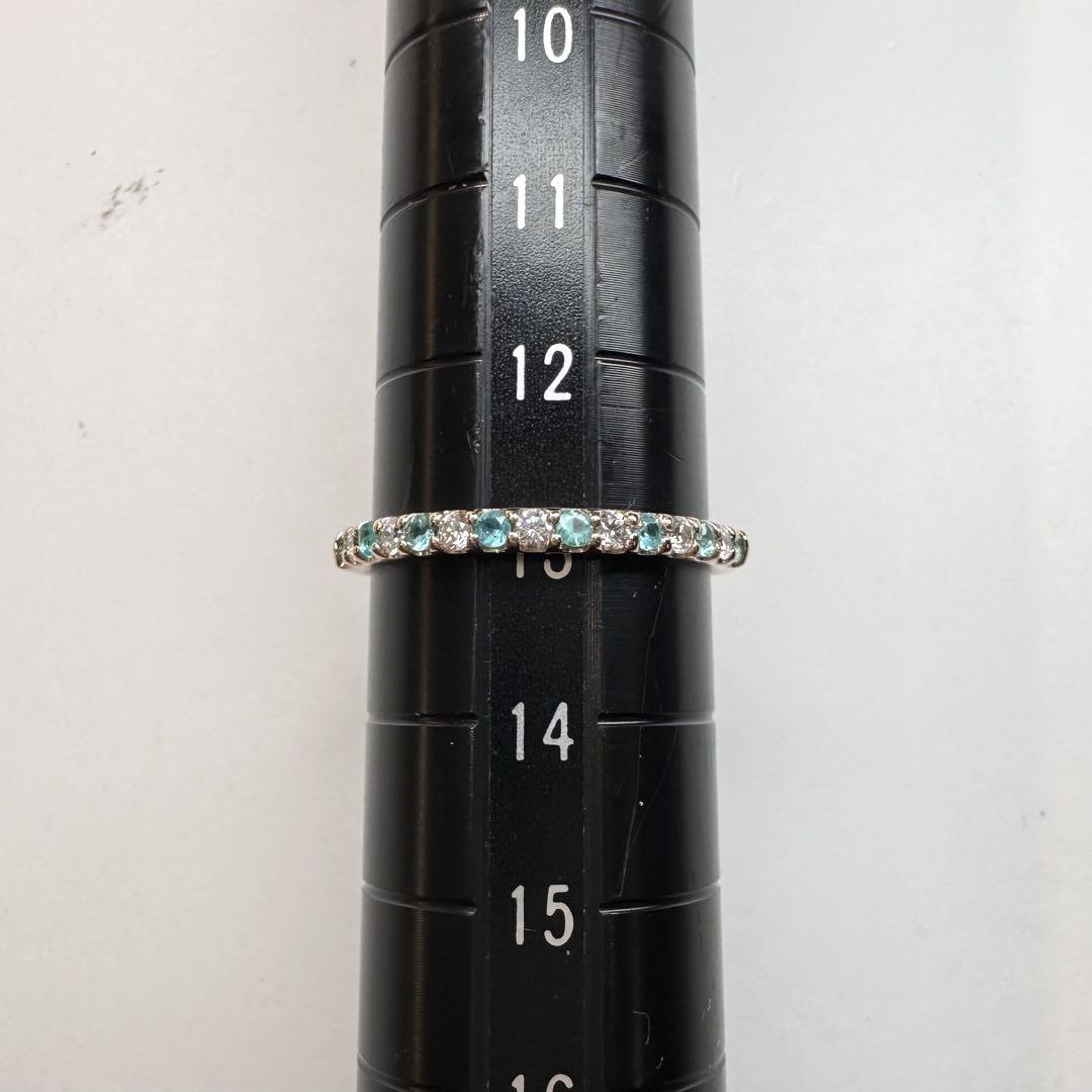 【K18】パライバトルマリン 0.128ct ダイヤモンド ハーフエタニティ