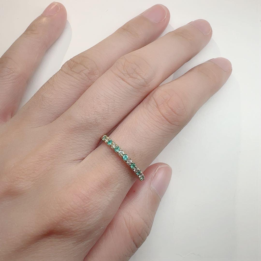 【K18】パライバトルマリン 0.128ct ダイヤモンド ハーフエタニティ