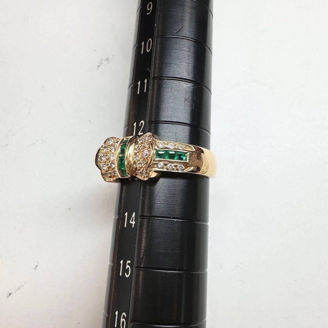 【K18】エメラルド 0.28ct リング リボンデザイン