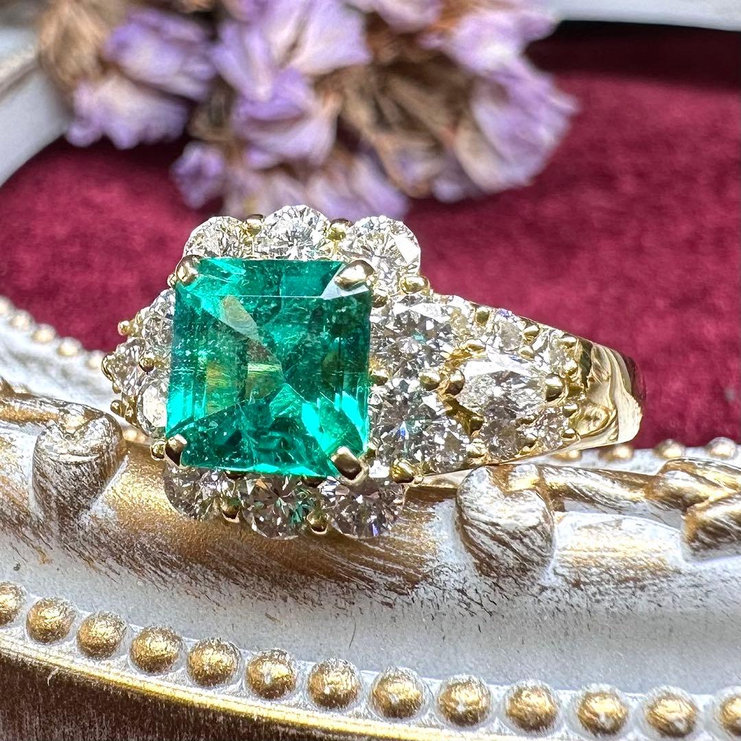 【K18】エメラルド 1.28ct リング