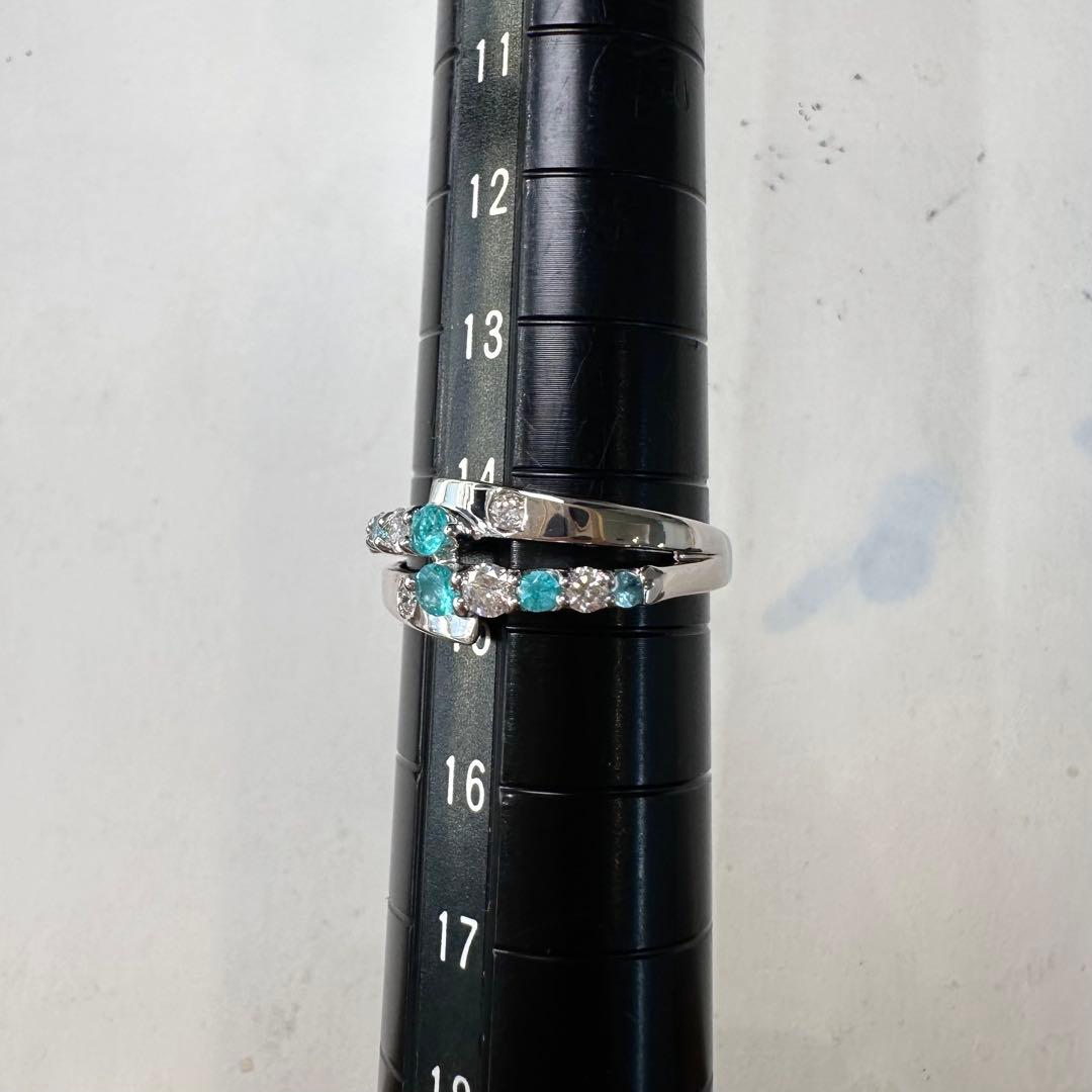 PT900 パライバトルマリン ダイヤモンド デザインリング 0.31ct