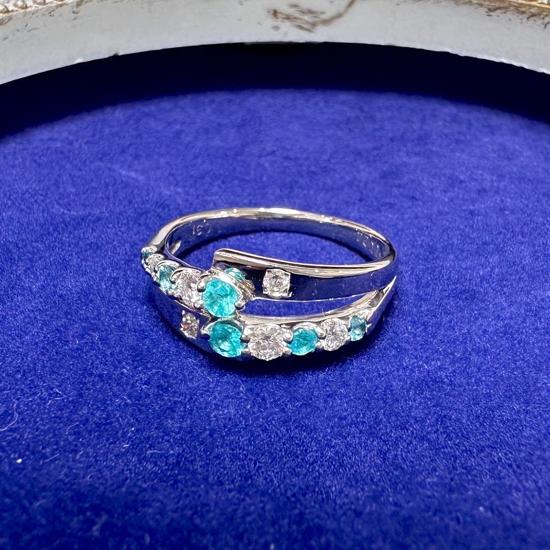 PT900 パライバトルマリン ダイヤモンド デザインリング 0.31ct