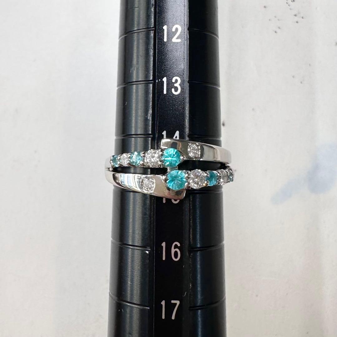 PT900 パライバトルマリン ダイヤモンド デザインリング 0.31ct