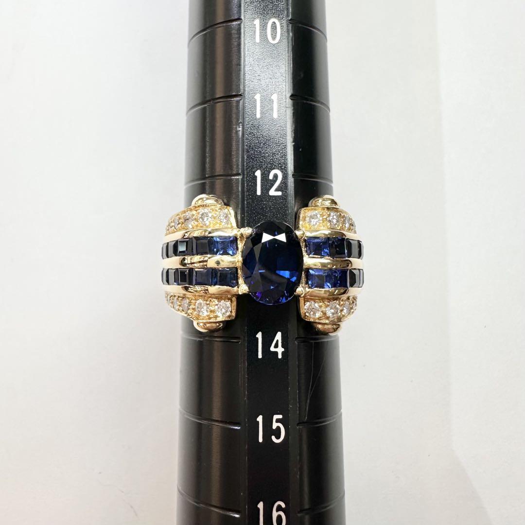 【K18】サファイア 3.47ct リング ダイヤ