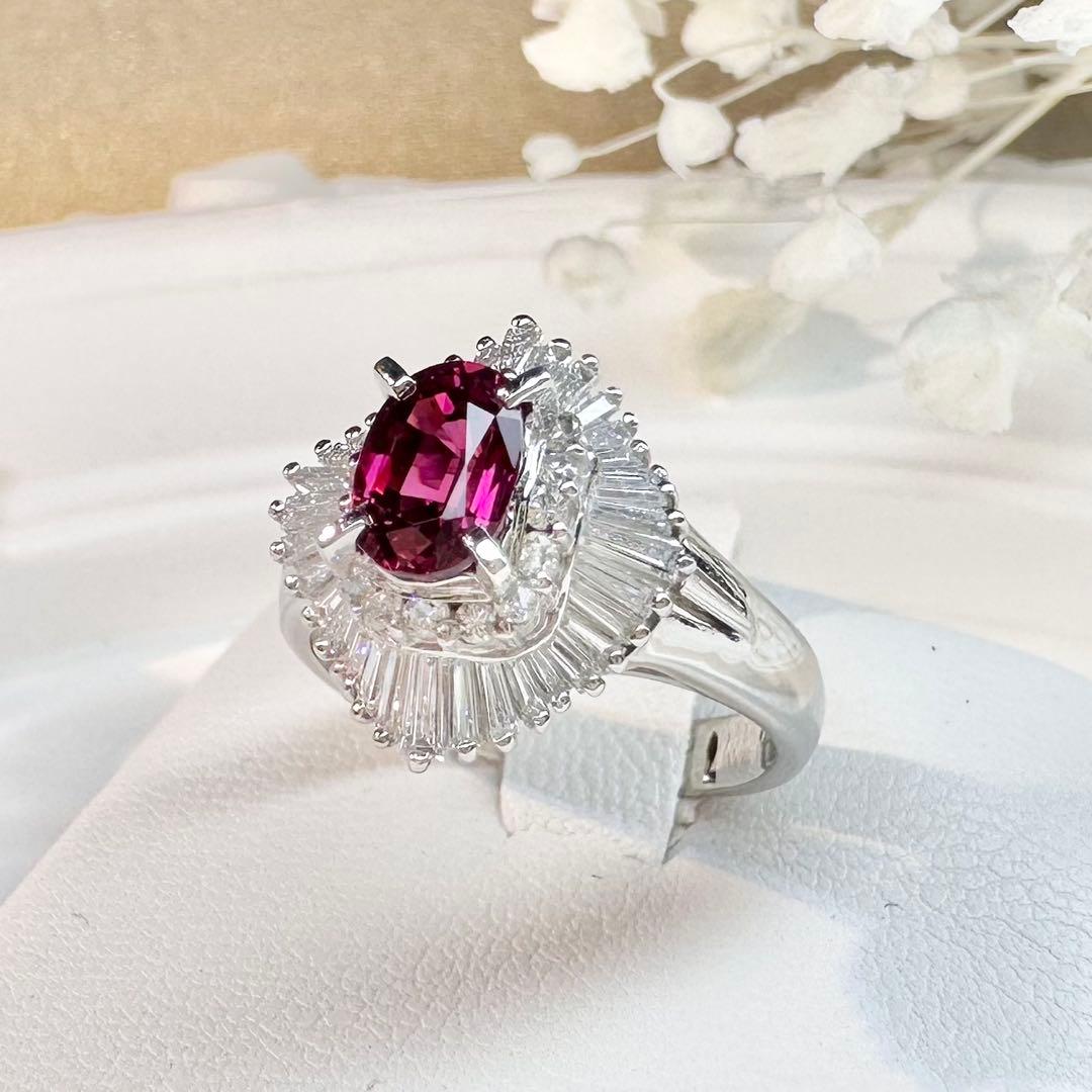 【美品】PT900 ルビー1.08ct リングダイヤモンド