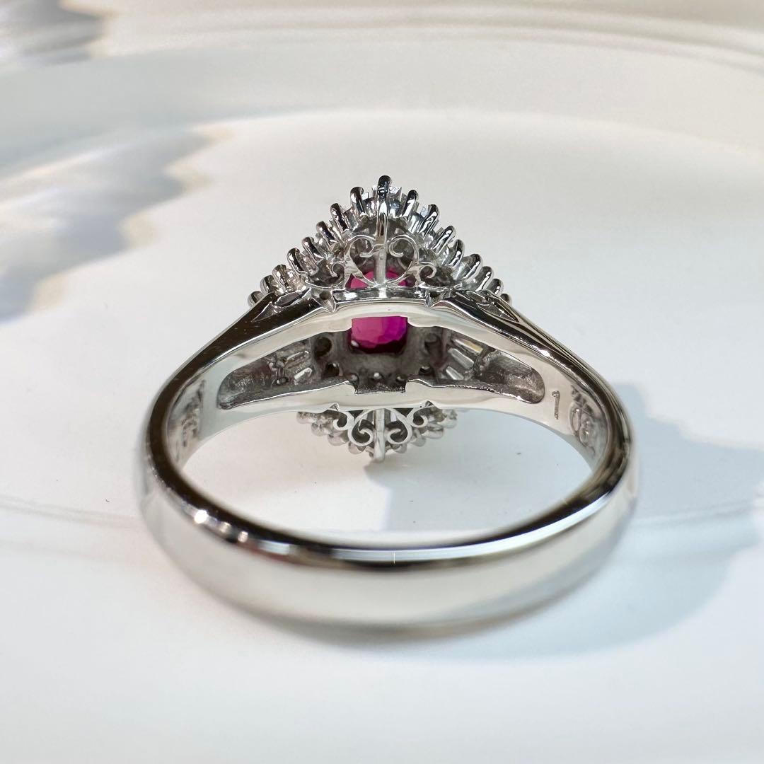 【美品】PT900 ルビー1.08ct リングダイヤモンド