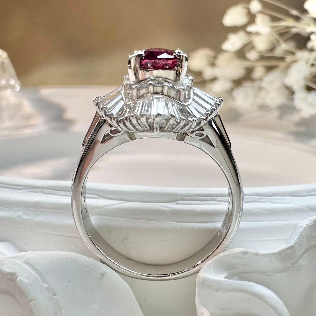 【美品】PT900 ルビー1.08ct リングダイヤモンド