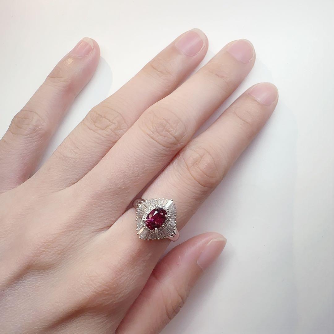 【美品】PT900 ルビー1.08ct リングダイヤモンド