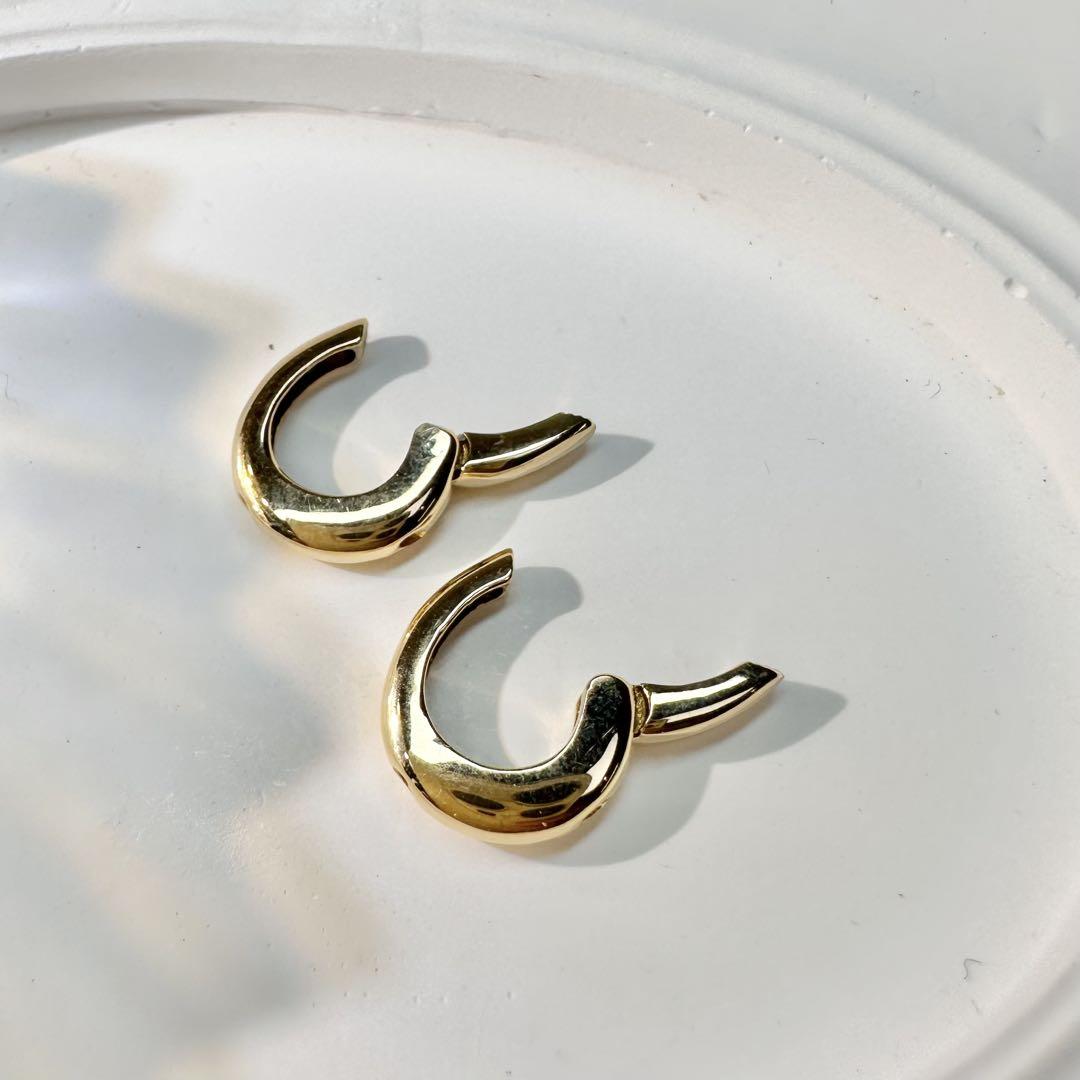 【K18】イエローゴールド フープピアス ペア シンプルデザイン