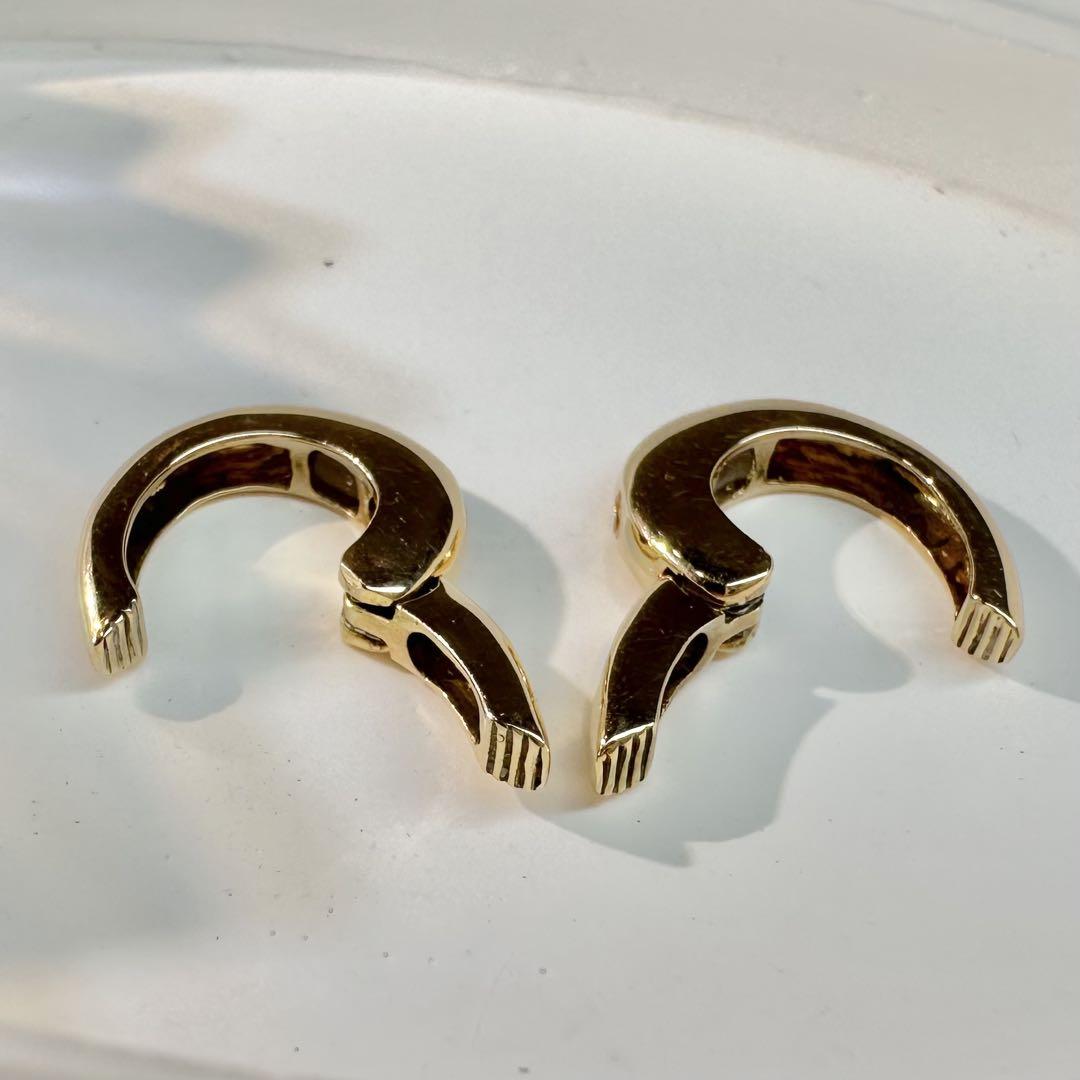 【K18】イエローゴールド フープピアス ペア シンプルデザイン