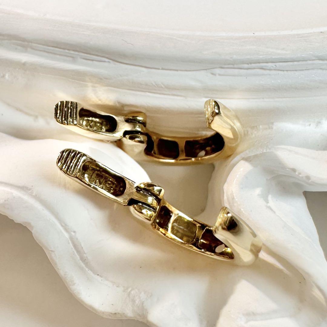 【K18】イエローゴールド フープピアス ペア シンプルデザイン