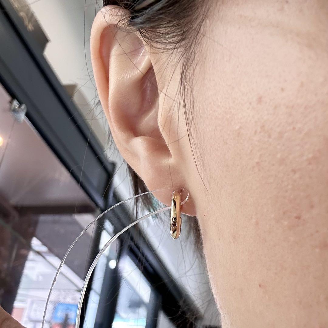 【K18】イエローゴールド フープピアス ペア シンプルデザイン