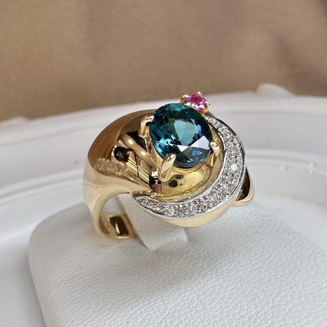 【K18】インディゴライトトルマリン 1.41ct リング