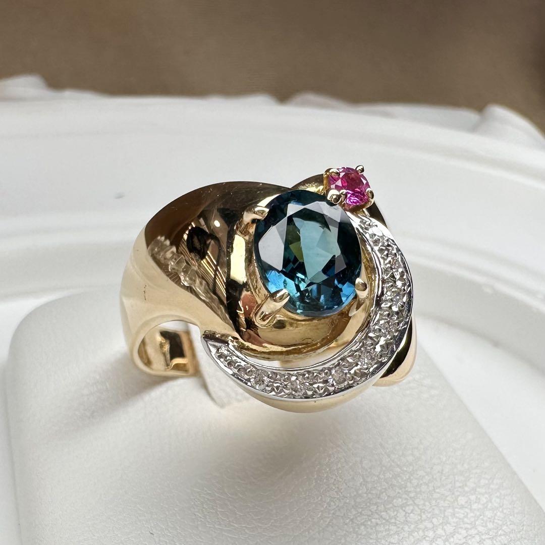 【K18】インディゴライトトルマリン 1.41ct リング