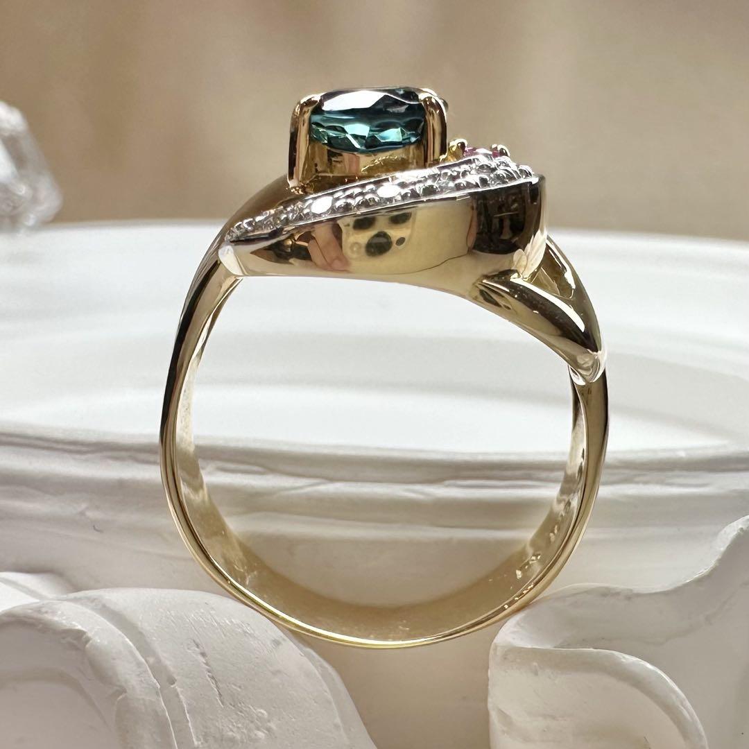 【K18】インディゴライトトルマリン 1.41ct リング