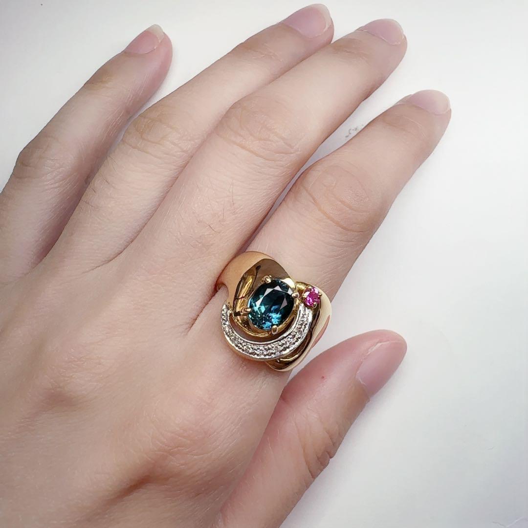 【K18】インディゴライトトルマリン 1.41ct リング