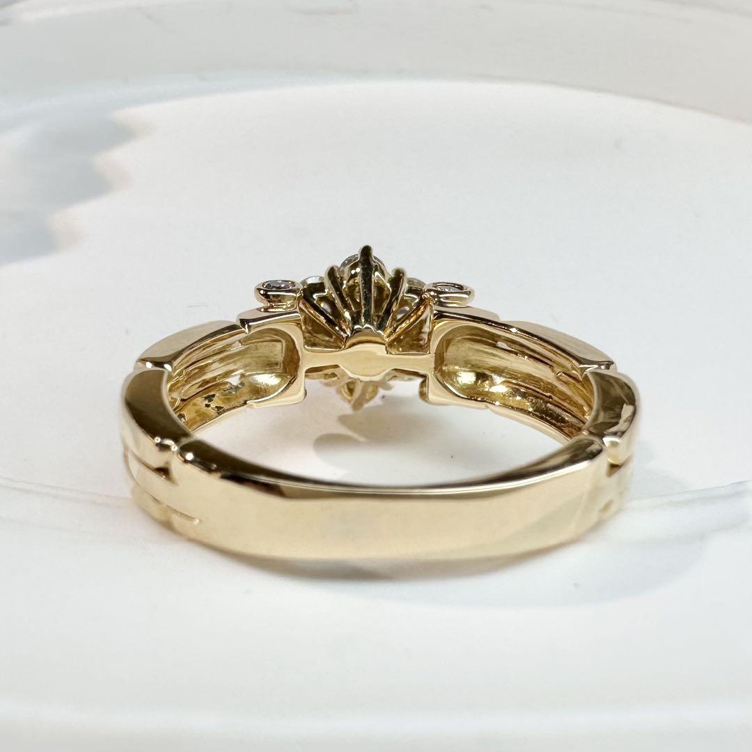 【K18】エメラルド 0.15ct ダイヤモンド リング