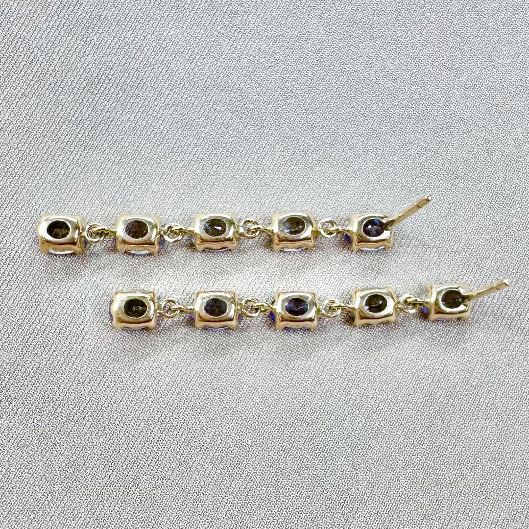 【K18】ゾイサイト0.80ct*2 揺れるロングピアス