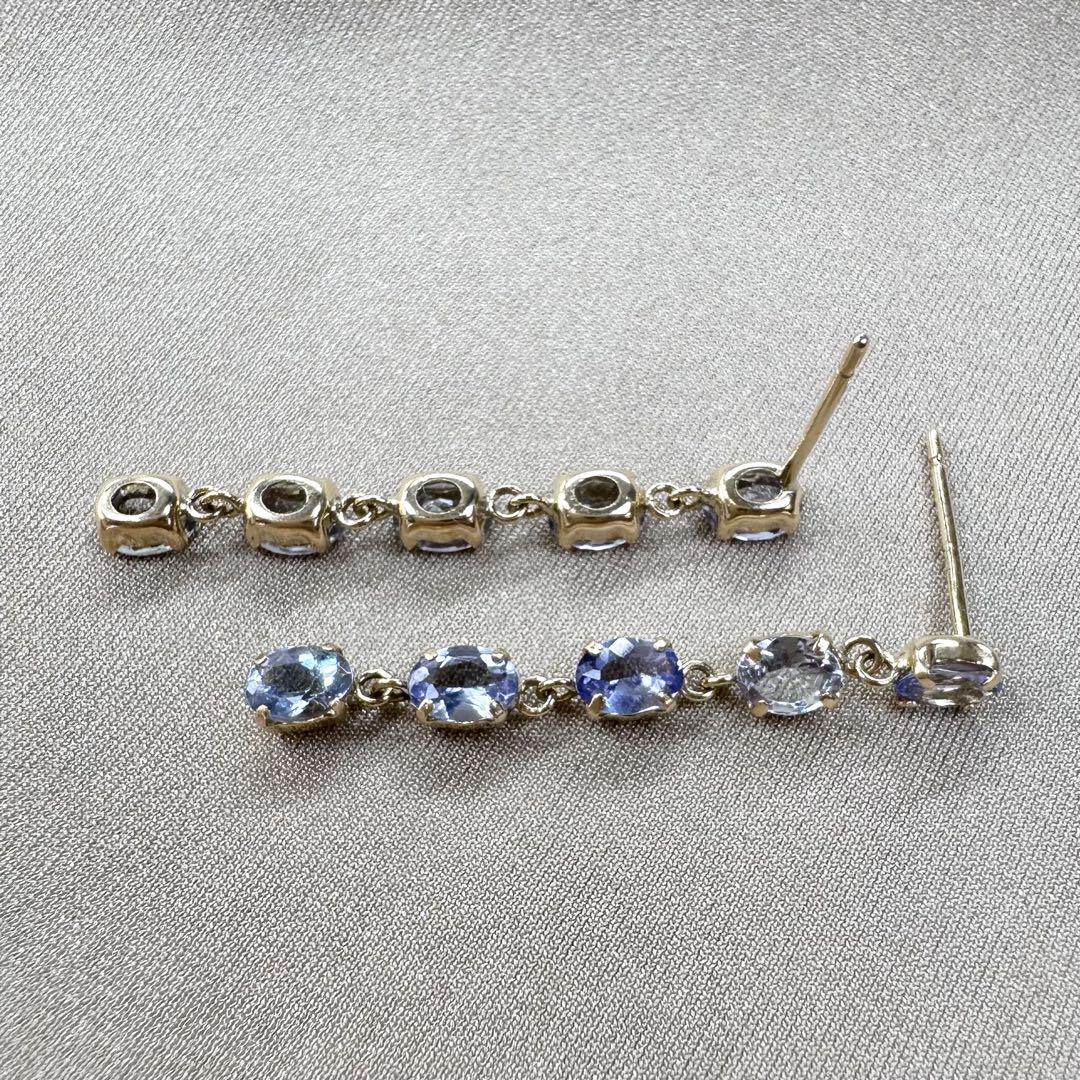 【K18】ゾイサイト0.80ct*2 揺れるロングピアス