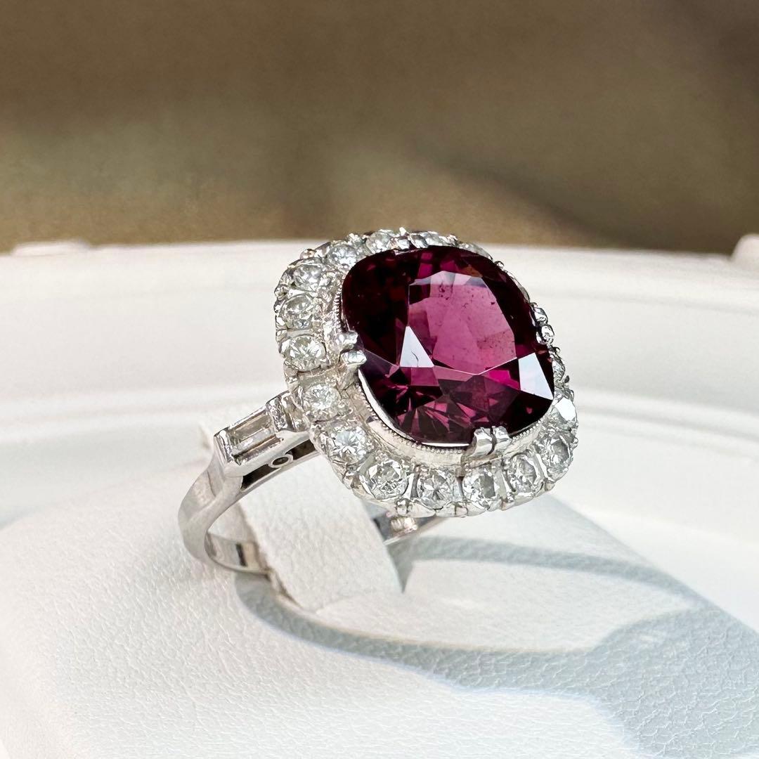 【美品】PT900 スピネル リング 4.36ct ダイヤモンド