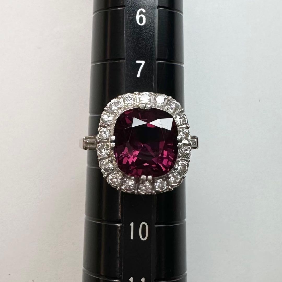 【美品】PT900 スピネル リング 4.36ct ダイヤモンド