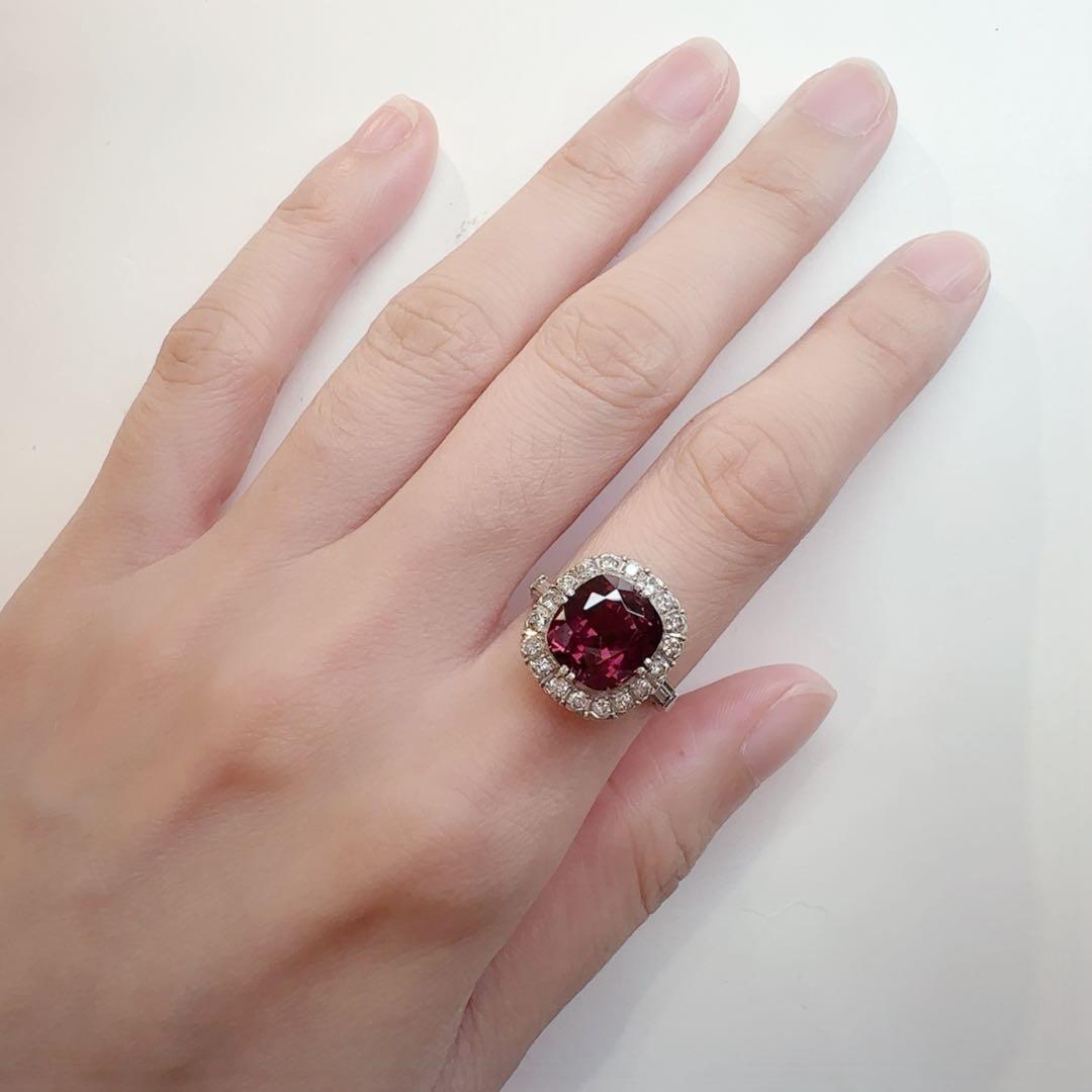 【美品】PT900 スピネル リング 4.36ct ダイヤモンド