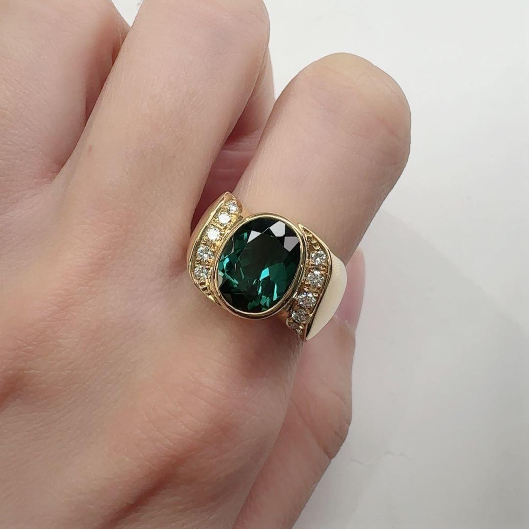 【K18】トルマリン 2.91ct リング ダイヤ