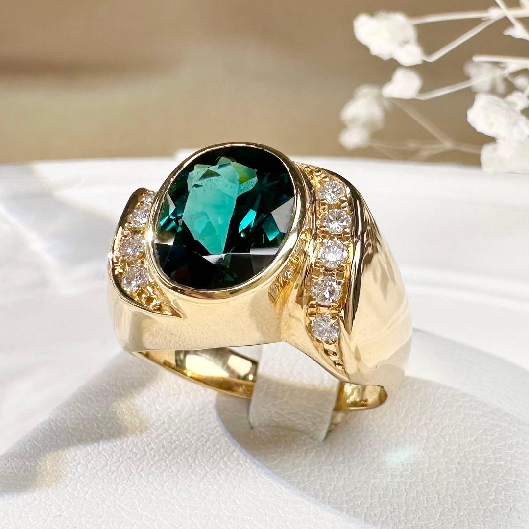 【K18】トルマリン 2.91ct リング ダイヤ