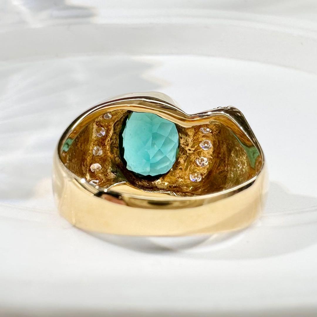 【K18】トルマリン 2.91ct リング ダイヤ