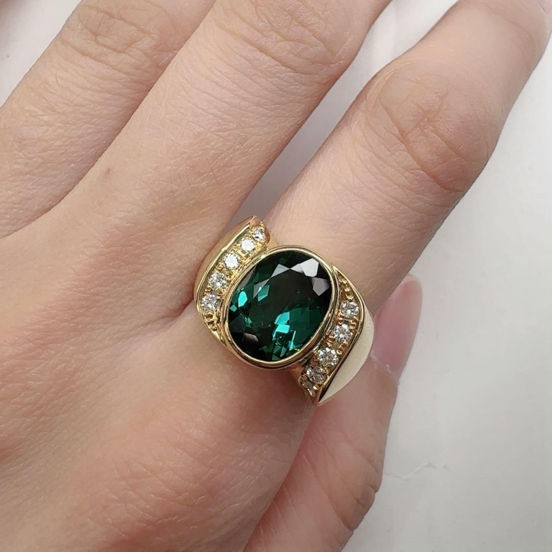 【K18】トルマリン 2.91ct リング ダイヤ
