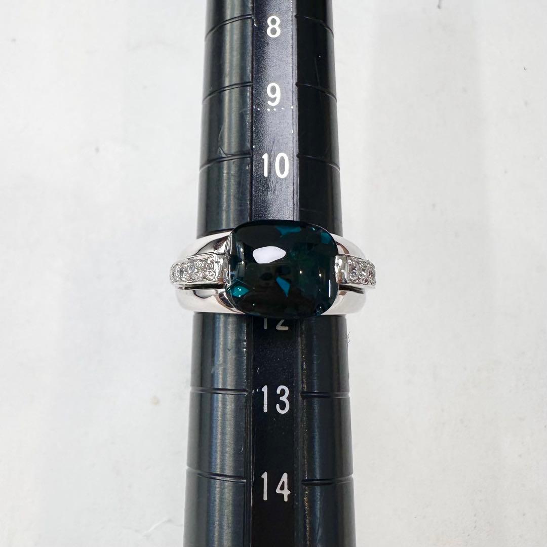 K18WG トルマリン ダイヤモンド リング 4.13ct 大粒 カボション