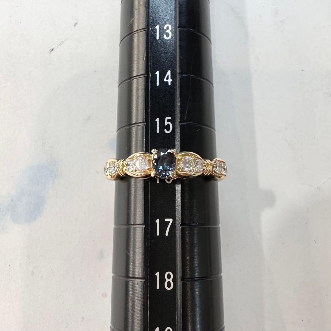 K18 アレキサンドライト 0.25ct ダイヤモンド リング 希少石 変色効果