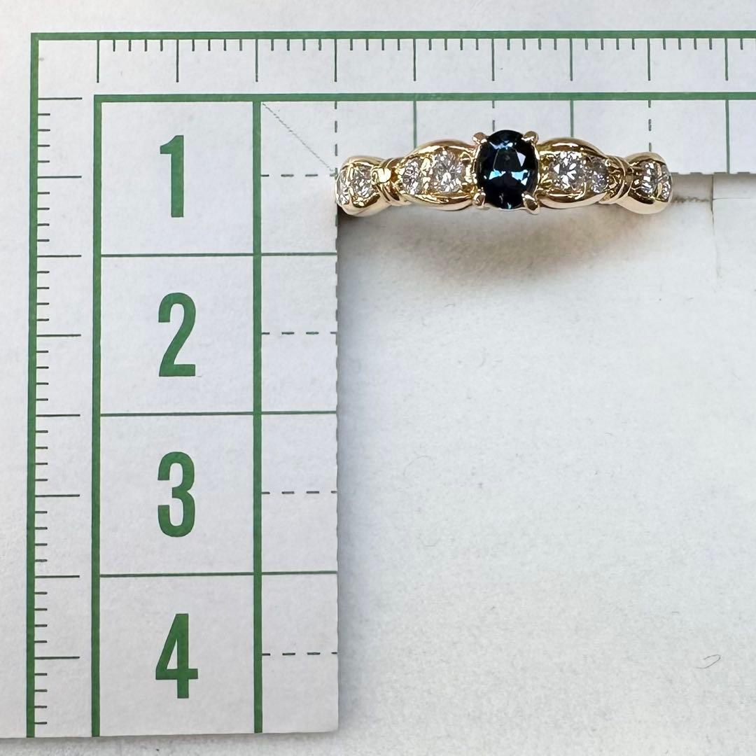 K18 アレキサンドライト 0.25ct ダイヤモンド リング 希少石 変色効果