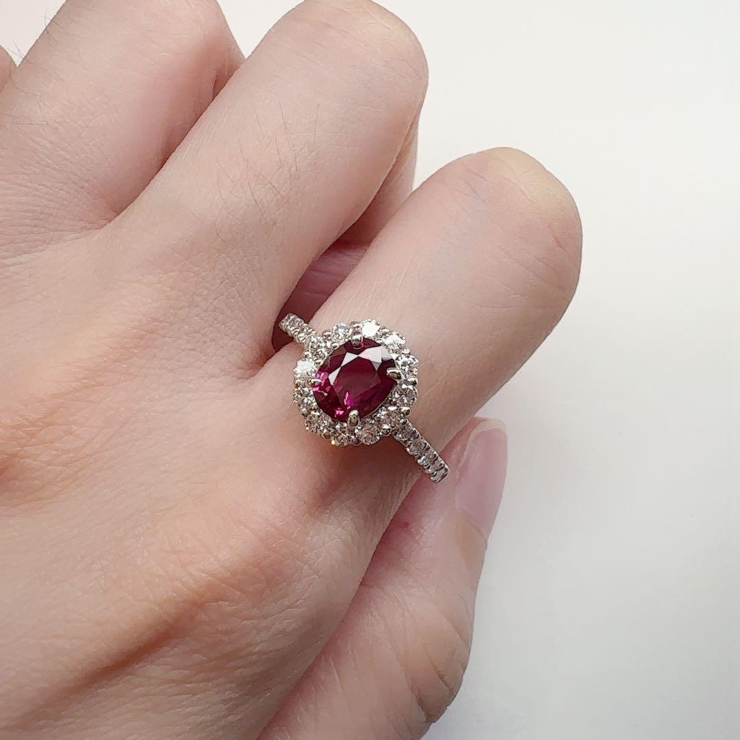 【美品】PT900 ルビー 1.53ctリング ダイヤ巻き デザイン