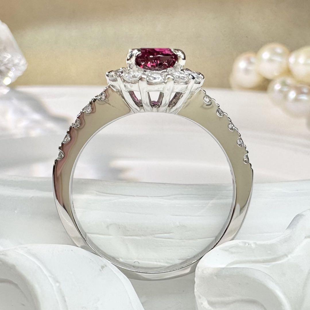 【美品】PT900 ルビー 1.53ctリング ダイヤ巻き デザイン