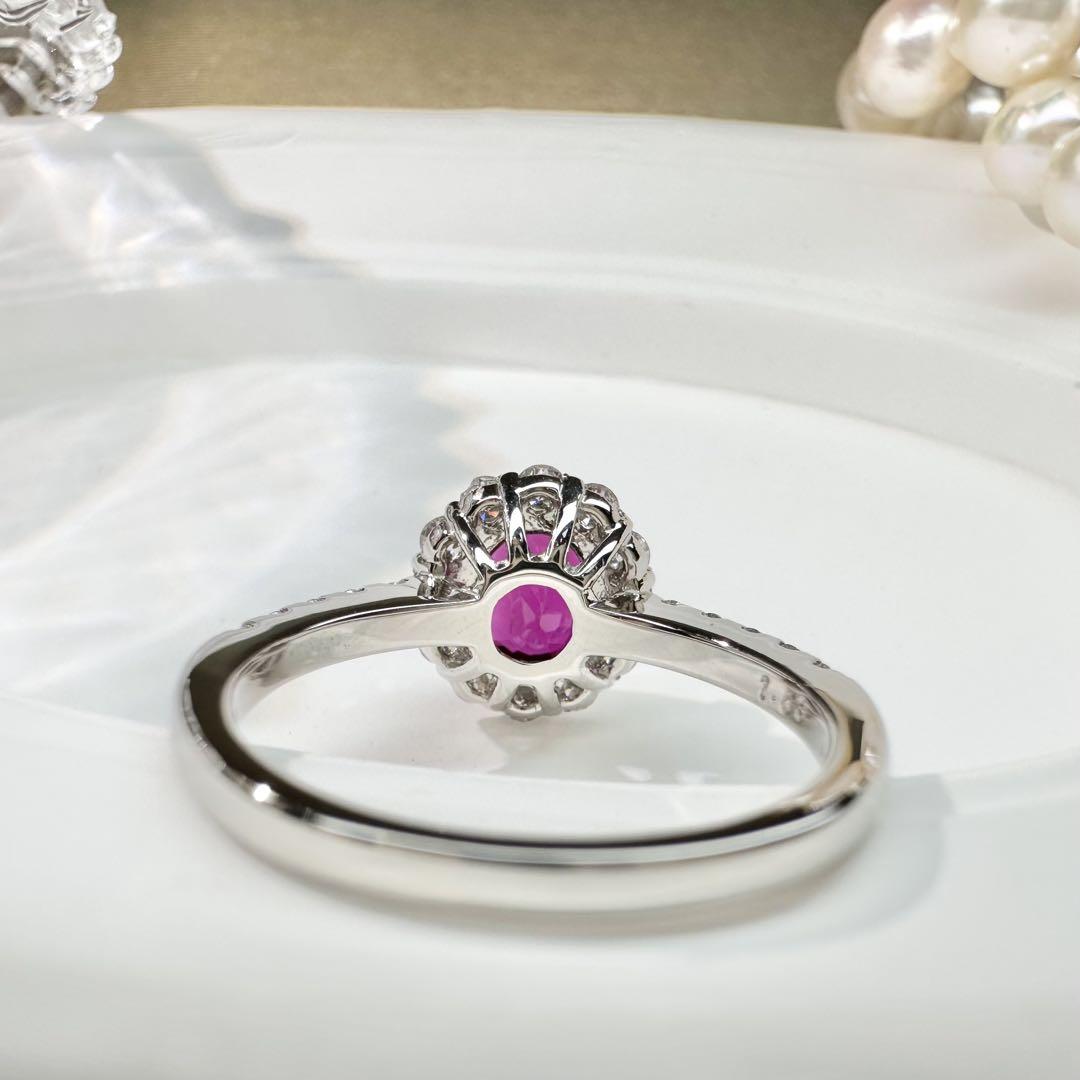 【美品】PT900 ルビー 1.53ctリング ダイヤ巻き デザイン