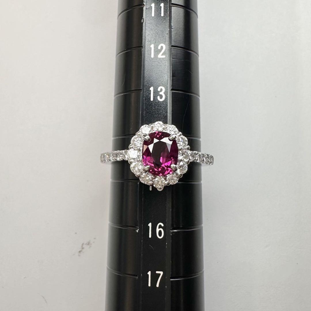 【美品】PT900 ルビー 1.53ctリング ダイヤ巻き デザイン