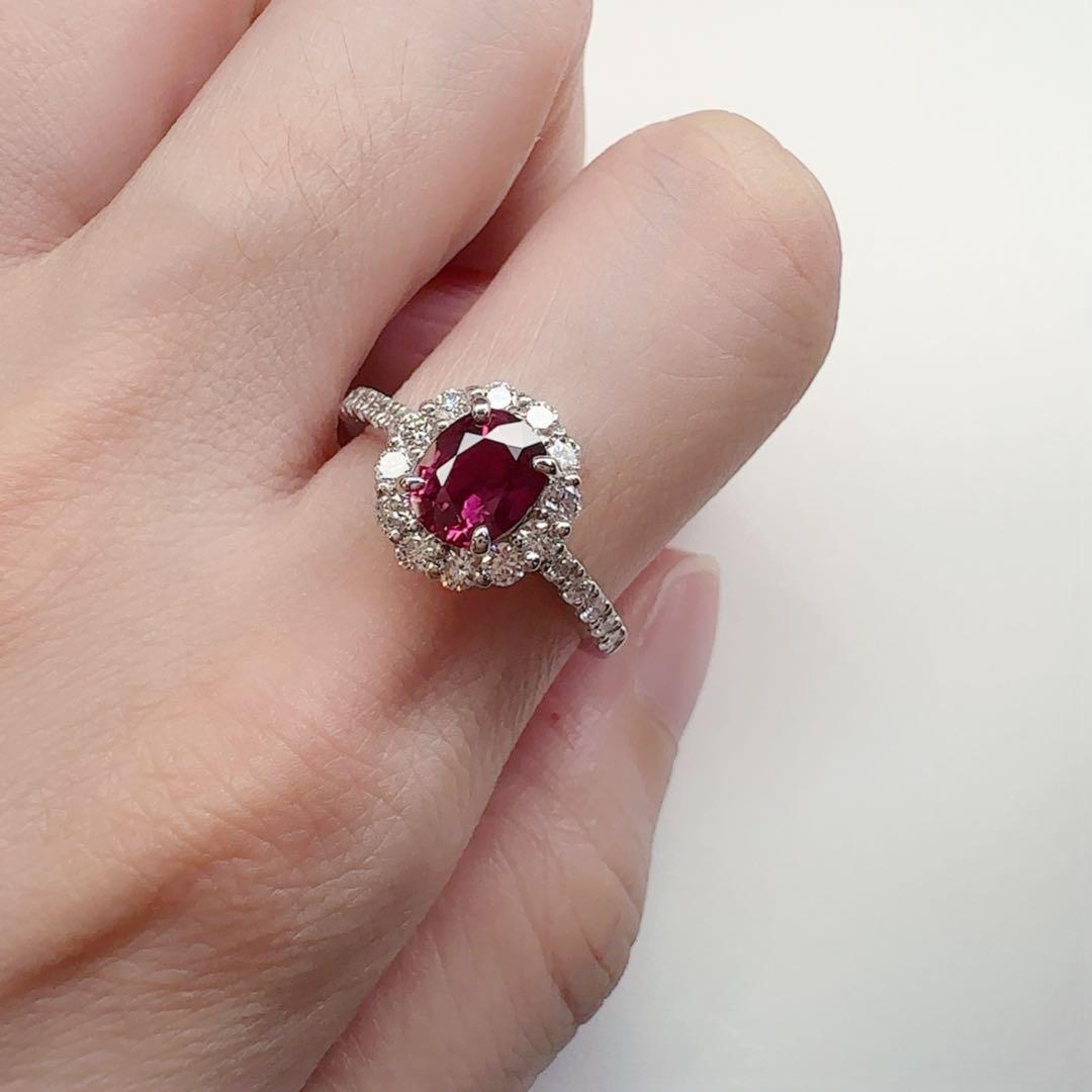 【美品】PT900 ルビー 1.53ctリング ダイヤ巻き デザイン