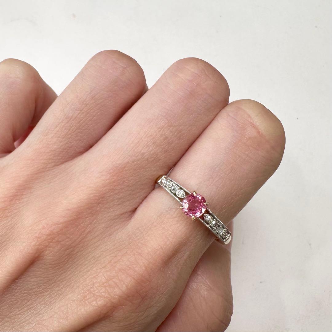 BENEBENE PT900/K18 ピンクサファイア リング 0.57ct
