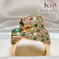K18 エメラルド0.5ct ダイヤモンド パンサー リング 豹モチーフ 鑑別書