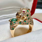 K18 エメラルド0.5ct ダイヤモンド パンサー リング 豹モチーフ 鑑別書