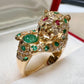 K18 エメラルド0.5ct ダイヤモンド パンサー リング 豹モチーフ 鑑別書