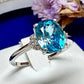 PT950 ジルコン4.0ct ダイヤモンドリング 大粒ブルージルコン プラチナ
