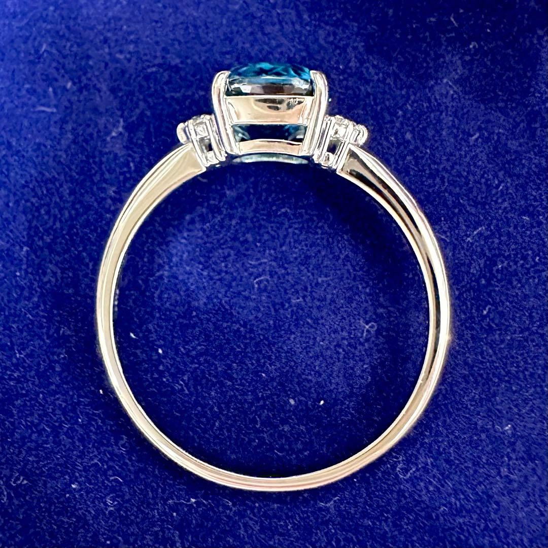 PT950 ジルコン4.0ct ダイヤモンドリング 大粒ブルージルコン プラチナ